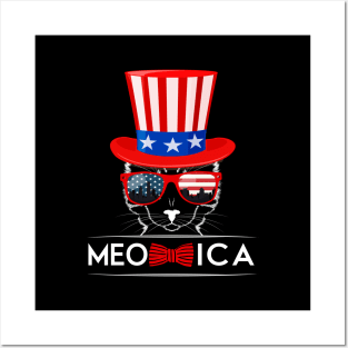 'Meowica Flag' Awesome July 4th Cats Gift Posters and Art